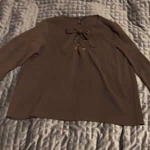 Dark olive green long sleeved peasant top blouse